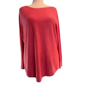 NWT Chico's Pullover Sweater L/S Strawberry Blush Boatneck Lighter Weight 3 XL